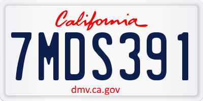 CA license plate 7MDS391