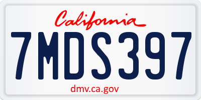 CA license plate 7MDS397