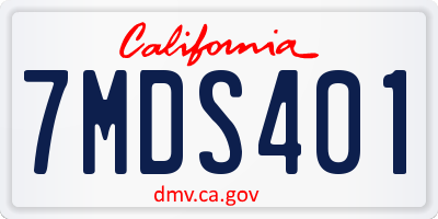 CA license plate 7MDS401