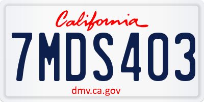 CA license plate 7MDS403