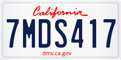 CA license plate 7MDS417