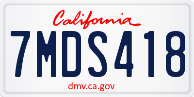 CA license plate 7MDS418