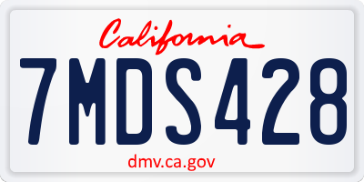 CA license plate 7MDS428