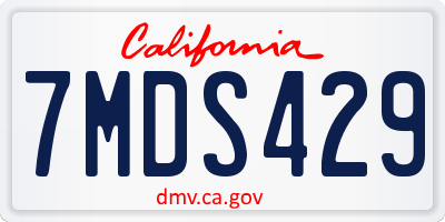 CA license plate 7MDS429