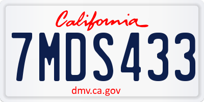 CA license plate 7MDS433