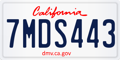 CA license plate 7MDS443
