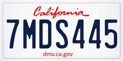 CA license plate 7MDS445