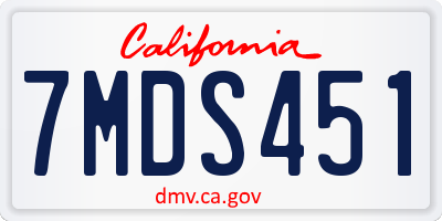 CA license plate 7MDS451