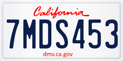 CA license plate 7MDS453