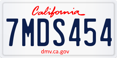 CA license plate 7MDS454