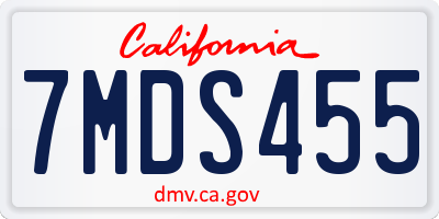 CA license plate 7MDS455