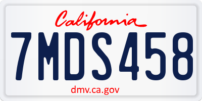 CA license plate 7MDS458