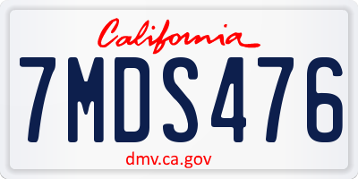 CA license plate 7MDS476