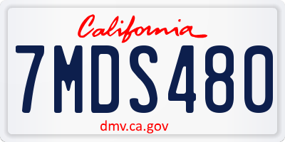 CA license plate 7MDS480