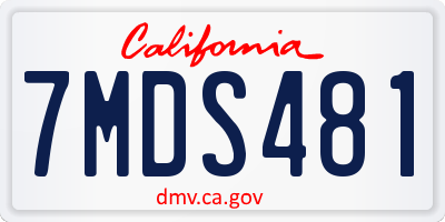 CA license plate 7MDS481