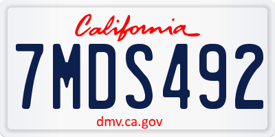 CA license plate 7MDS492