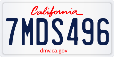 CA license plate 7MDS496