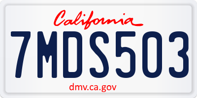 CA license plate 7MDS503