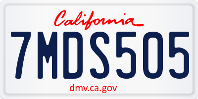 CA license plate 7MDS505