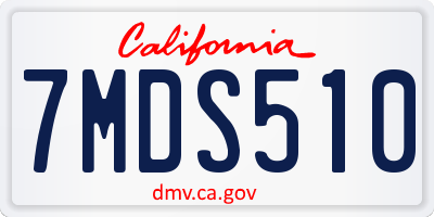 CA license plate 7MDS510