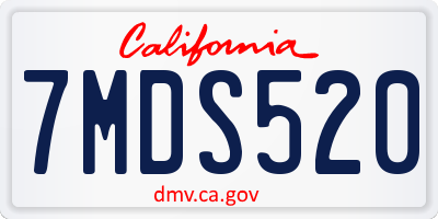 CA license plate 7MDS520