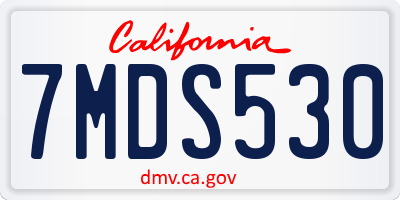 CA license plate 7MDS530