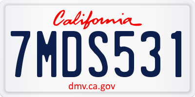 CA license plate 7MDS531