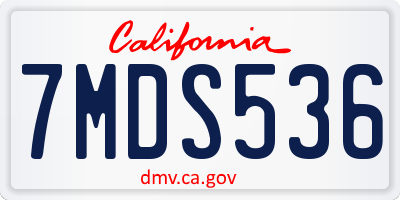 CA license plate 7MDS536