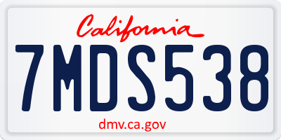 CA license plate 7MDS538