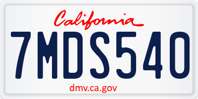 CA license plate 7MDS540
