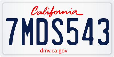 CA license plate 7MDS543