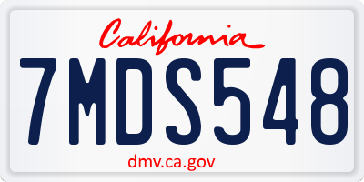 CA license plate 7MDS548