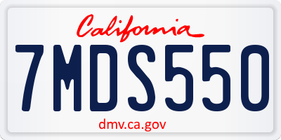 CA license plate 7MDS550