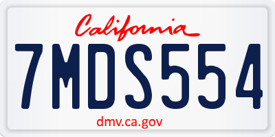 CA license plate 7MDS554