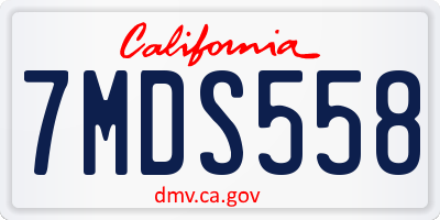 CA license plate 7MDS558