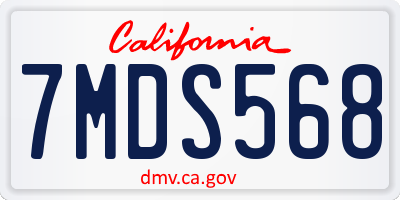 CA license plate 7MDS568