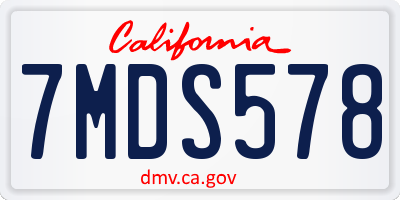 CA license plate 7MDS578