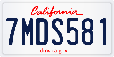 CA license plate 7MDS581