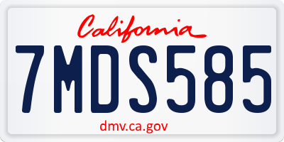 CA license plate 7MDS585