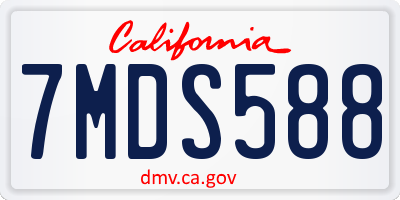 CA license plate 7MDS588