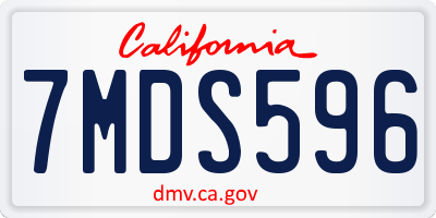 CA license plate 7MDS596