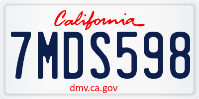 CA license plate 7MDS598