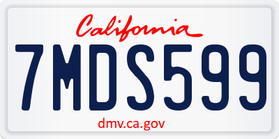 CA license plate 7MDS599