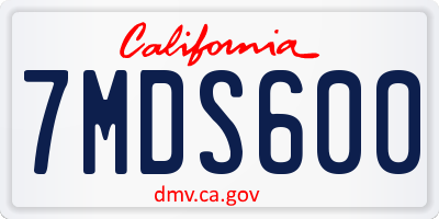 CA license plate 7MDS600