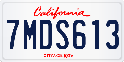 CA license plate 7MDS613