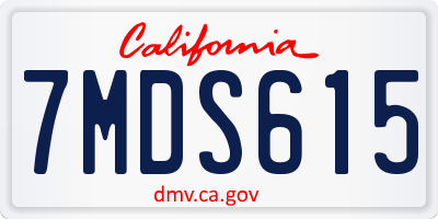 CA license plate 7MDS615