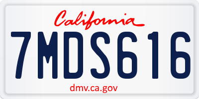 CA license plate 7MDS616