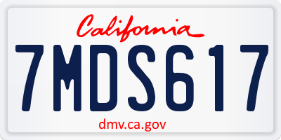CA license plate 7MDS617
