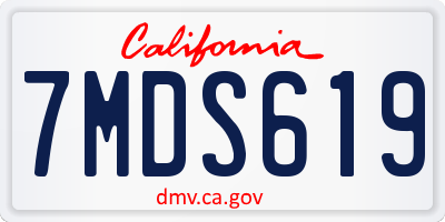 CA license plate 7MDS619