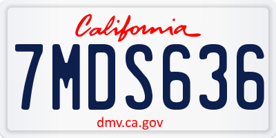 CA license plate 7MDS636
